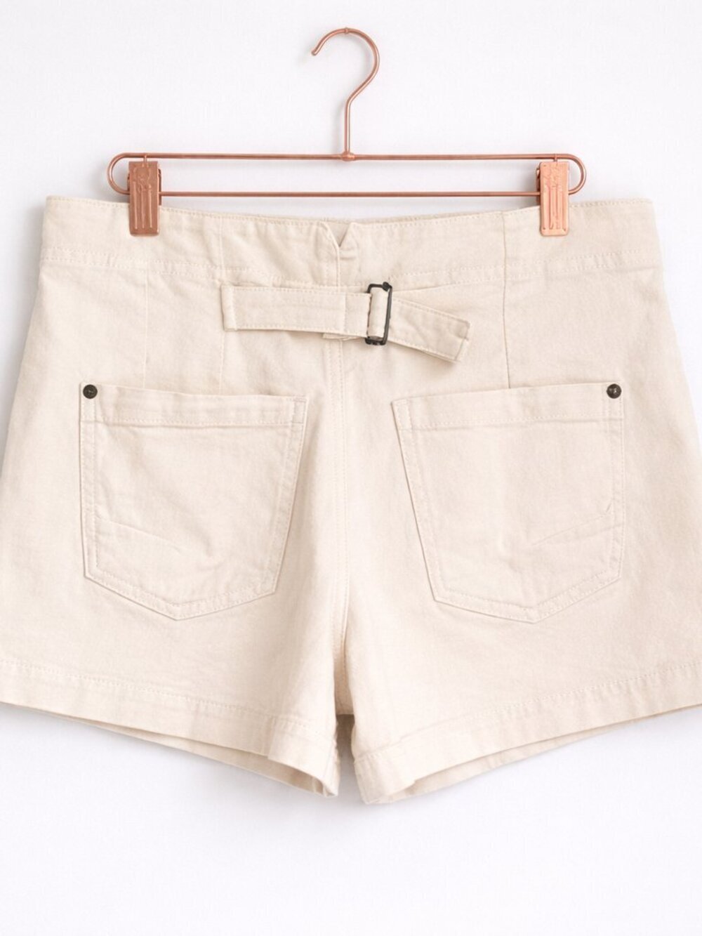 Anthropologie NWT Pilcro The Kit High Rise Utility Denim Ivory Hemp Shorts SZ 34 - Picture 3 of 11